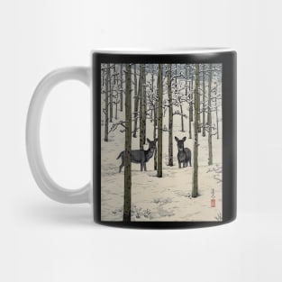 Nara deer in the snow - Japanese Vintage Art Ukiyo-e Mug